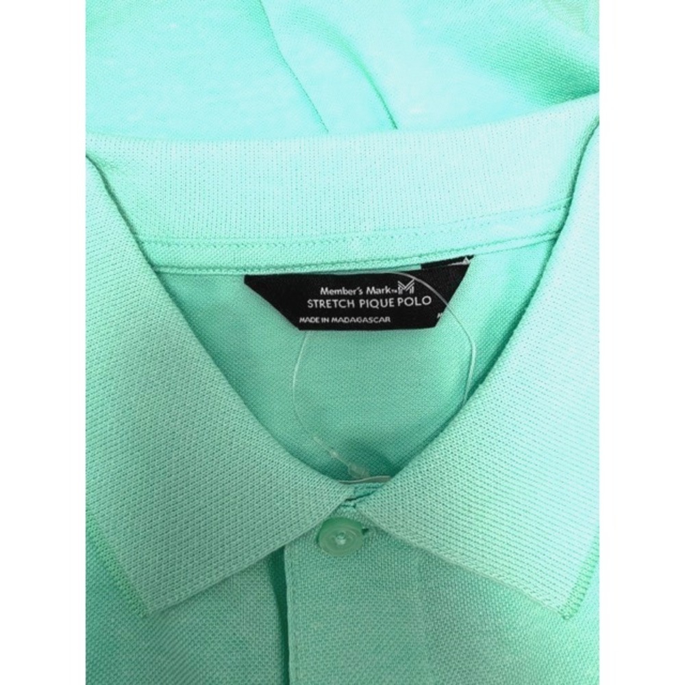 Member's Mark Men's XLarge Mint Green Stretch Pique Polo Shirt Short Sleeve Golf - Picture 2 of 8